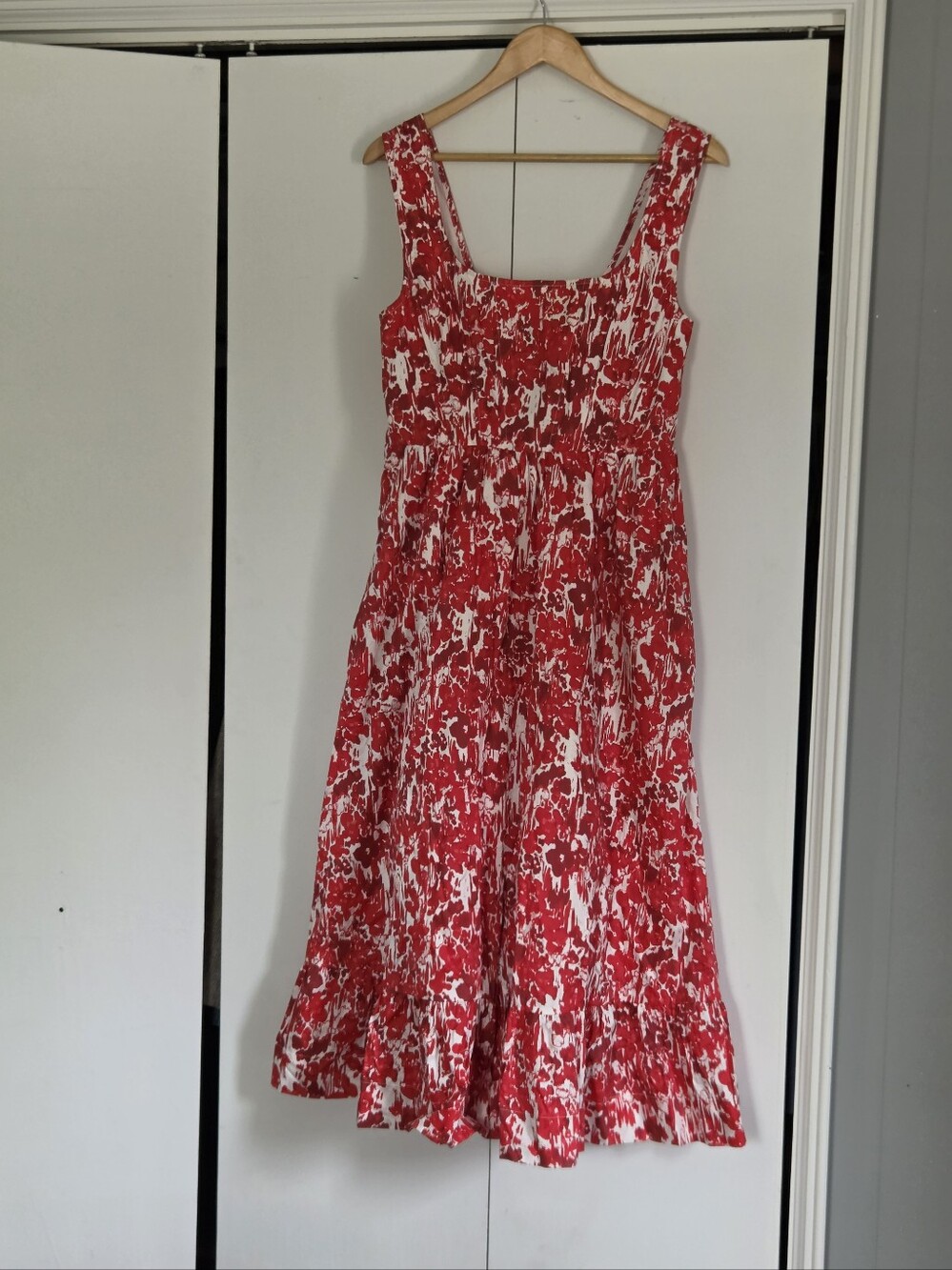 Anthropologie Aureta Red and White Sleeveless Summer Dress - Picture 2 of 5